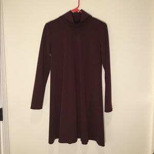 Amanda U. Maroon Mock Neck Dress
